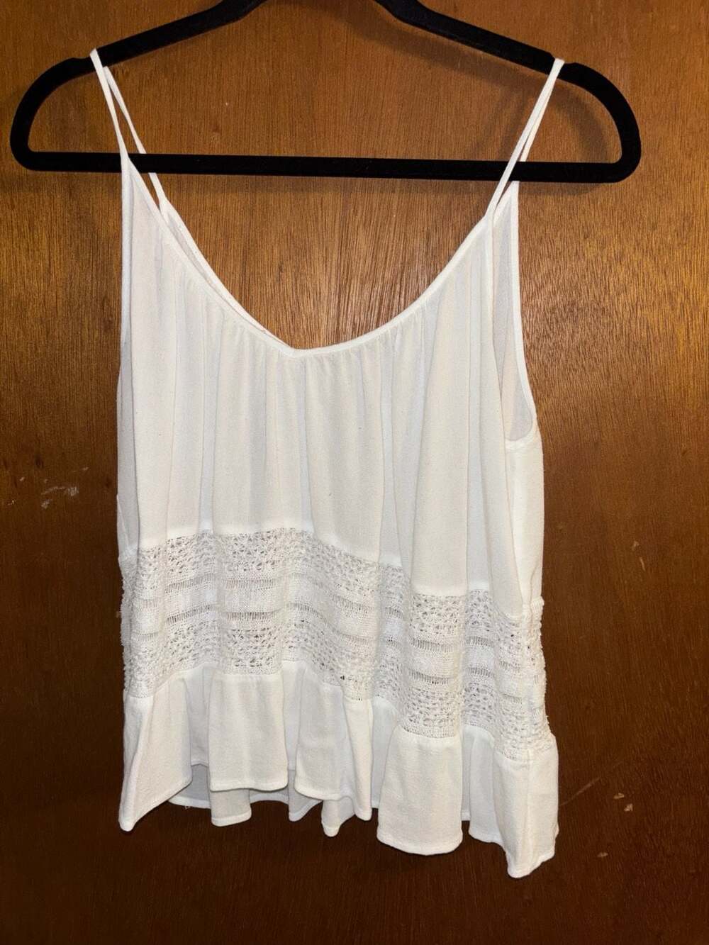 Lush White Lace Trim Cami Top Size L